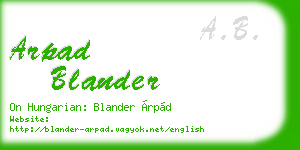 arpad blander business card
